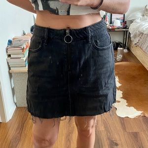 Black denim skirt